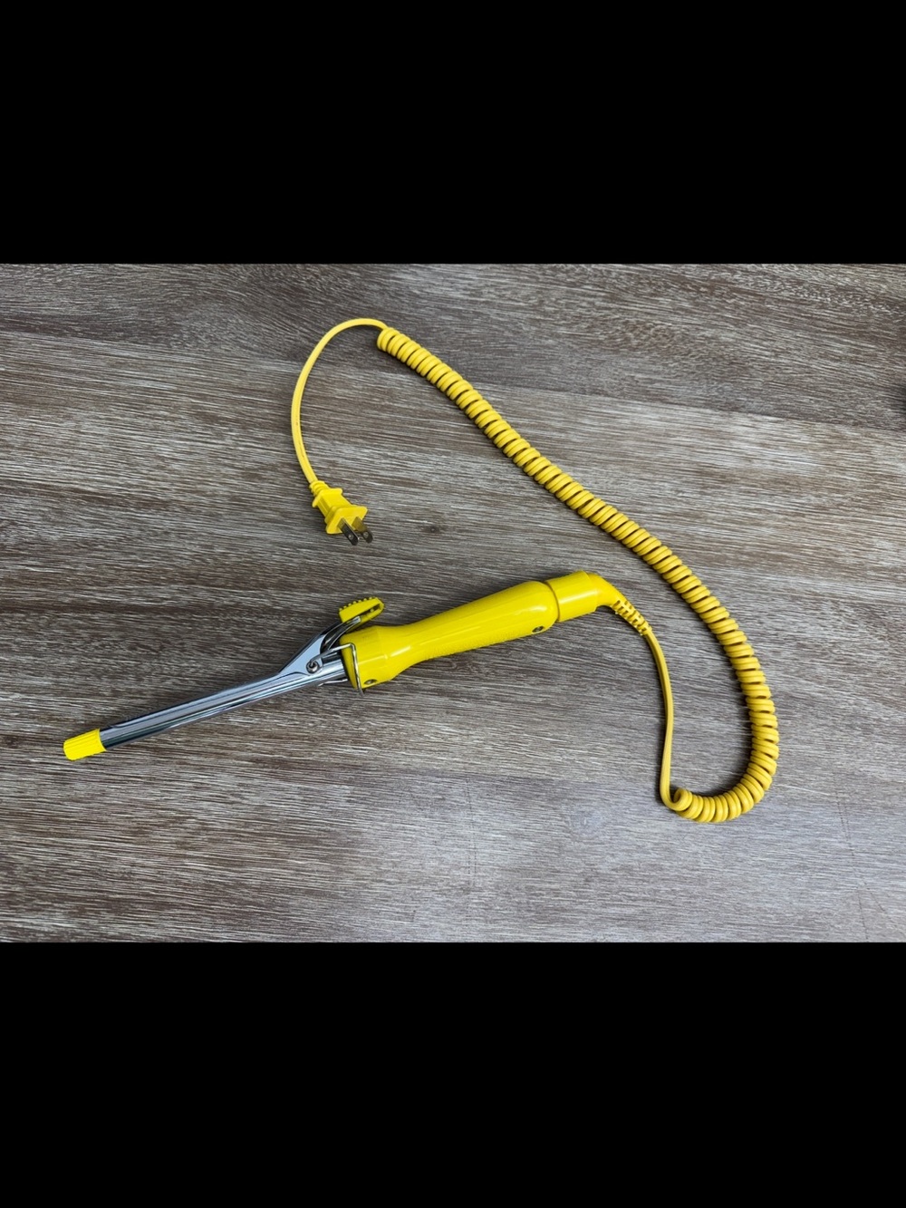 Yellow Curling Iron with Coiled Cord